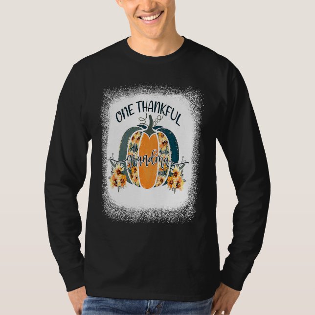 Camiseta Funny One Thankful Grandma Flower Pumpkin Fall Aut (Frente)