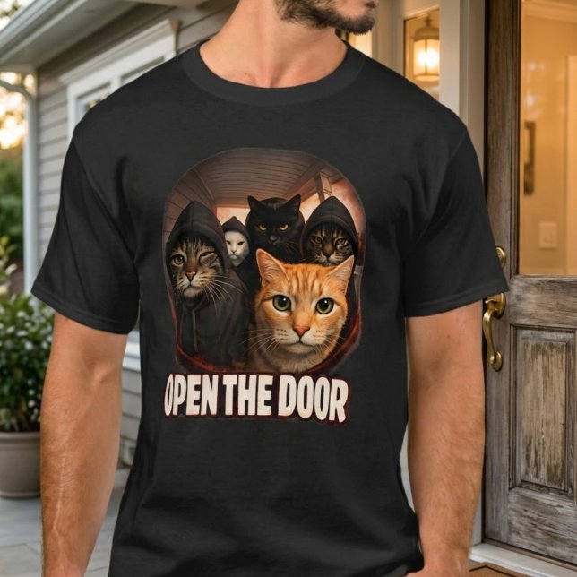 Camiseta Funny "Open The Door" Humorous Feline Meme (Criador carregado)