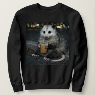Camiseta Funny opossum Drinking  Coffee Shirt Cute Animal