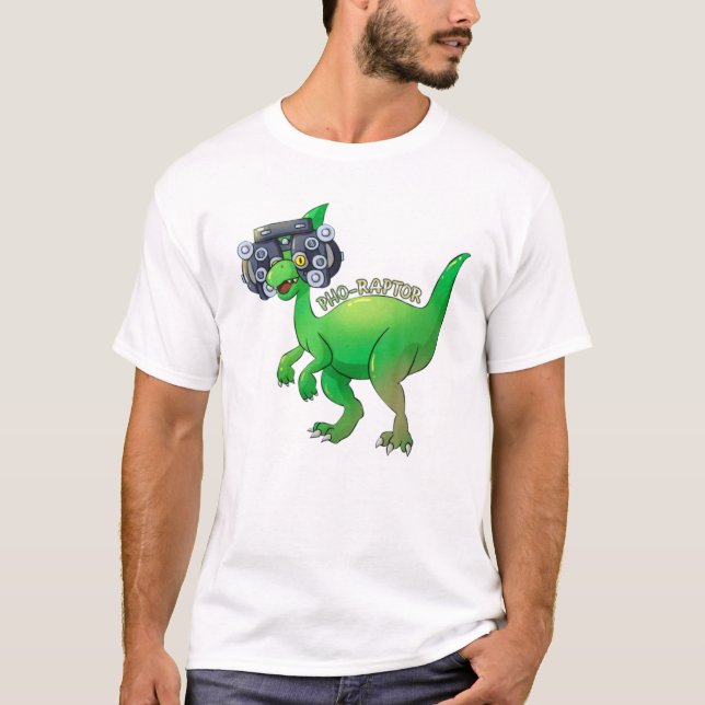 Camiseta Funny Optometry Dinosaur Phoropter Pho-Raptor Opti (Frente)