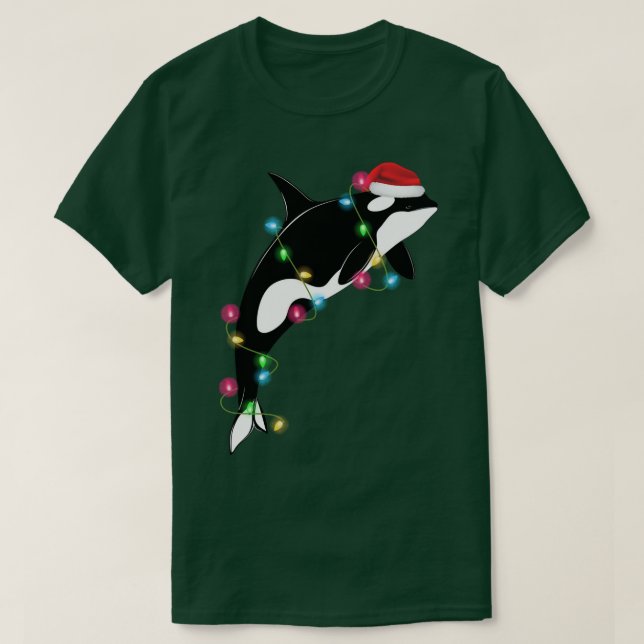 Camiseta Funny Orca Killer Whale Santa Hat Christmas Sea An (Frente do Design)