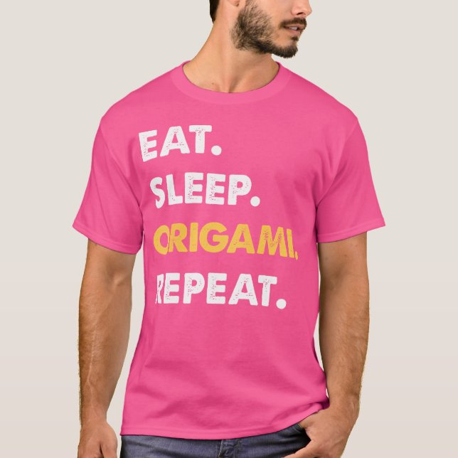 Camiseta Funny Origami Roupa Coma Origami de Sono Repito (Frente)