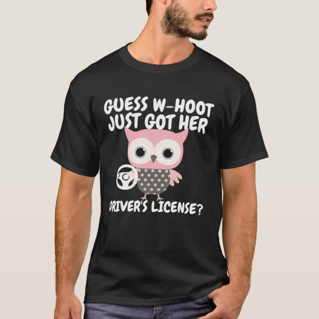 Camiseta Funny Owl, nova licença de instrutor para (Frente)