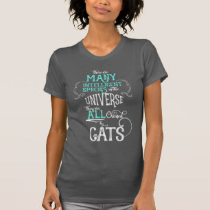 Camiseta Funny Ownership by Cats Cat Lover Aqua and White D