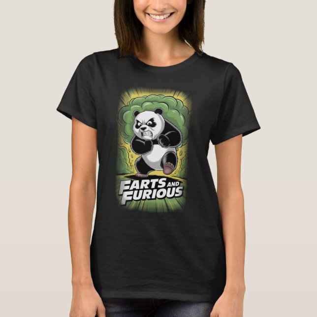 Camiseta Funny Panda Design about Farting on a Black (Frente)