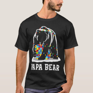 Camiseta Funny Papa Bear Autism Awareness Autism Matching F