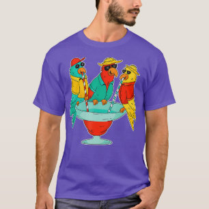 Camiseta Funny Parrots Bebendo Birds Hawaii Tropical