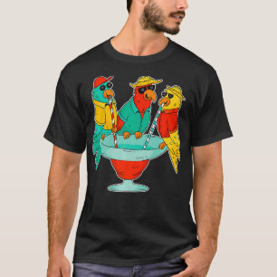Camiseta Funny Parrots Bebendo Birds Hawaii Tropical