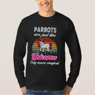 Camiseta Funny Parrots Design Retro Unicorn Vintage Sunset