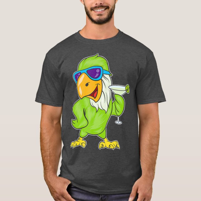Camiseta Funny Parrots Hawaiian Tropical (Frente)