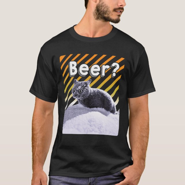 Camiseta Funny Party Black Beer Cat With Sunglasses - Beer? (Frente)