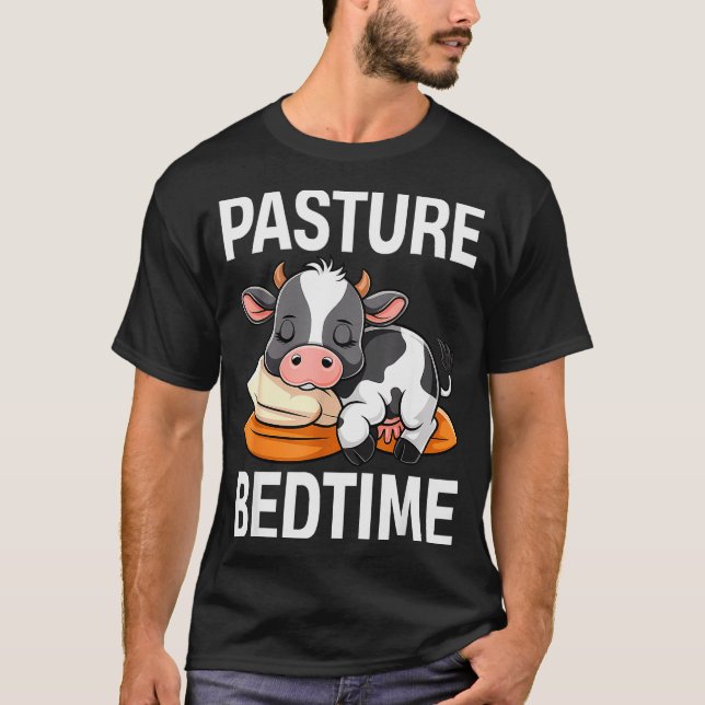 Camiseta Funny Pasture Bedtime Cute Cow Pajamas Pj Sleep  (Frente)
