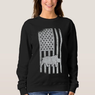 Camiseta Funny Patriotic Rhino USA Flag Chubby Unicorn Retr