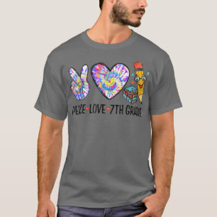 Camiseta Funny Peace Love 7th Grade Tie Dye Cute Back To Sc