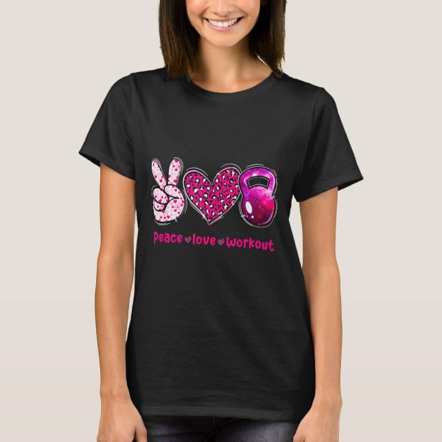 Camiseta Funny Peace Love Workout Gym Lifting Gymer Valenti (Frente)