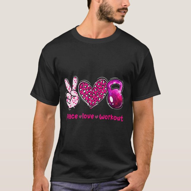 Camiseta Funny Peace Love Workout Gym Lifting Gymer Valenti (Frente)