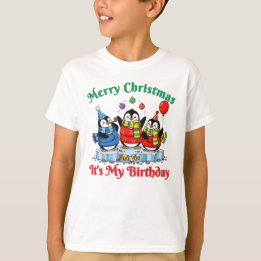 Camiseta Funny Penguins, Merry Christmas Birthday
