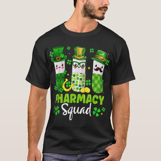 Camiseta Funny Pharmacy Squad Leprechaun Pharmacist Rua Pat (Frente)