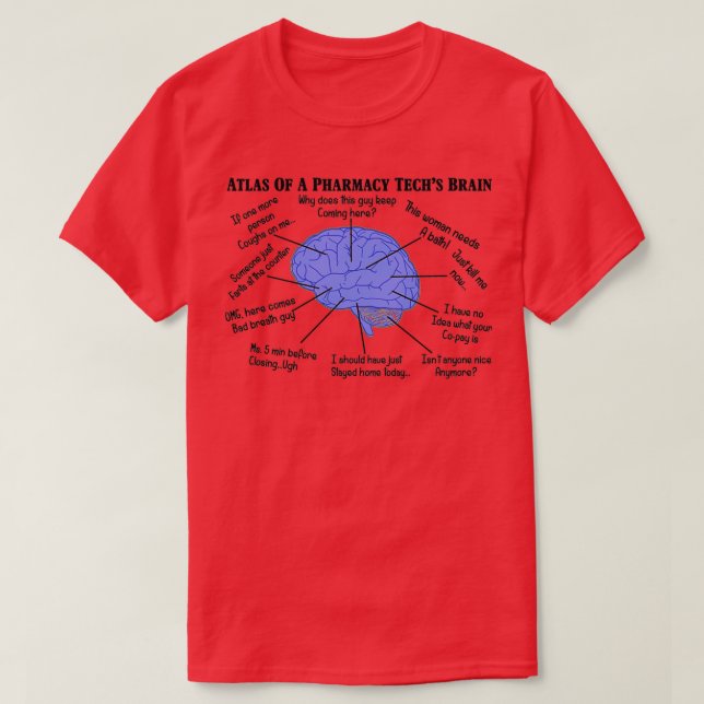Camiseta Funny Pharmacy Tech Brain (Frente do Design)