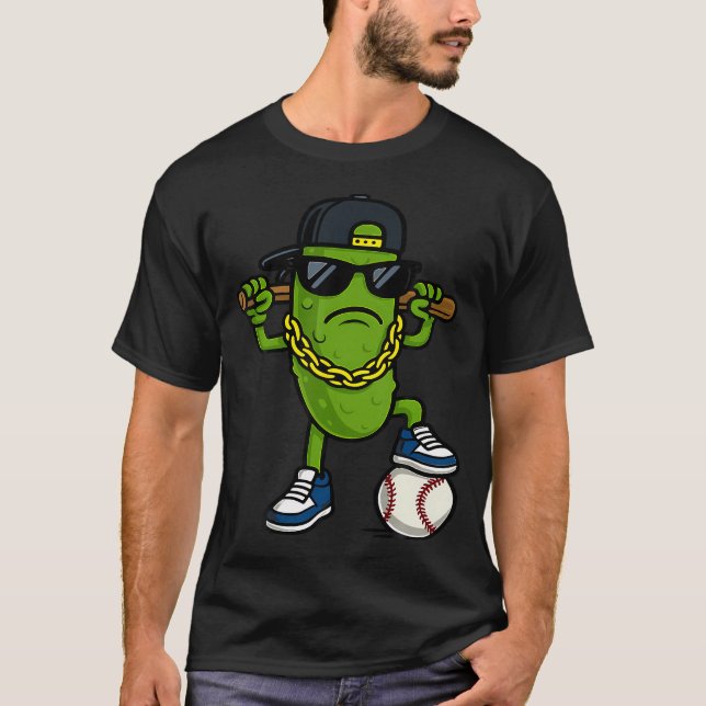 Camiseta Funny Pickle Cucumber Wear Sunglasses Baseball Lov (Frente)