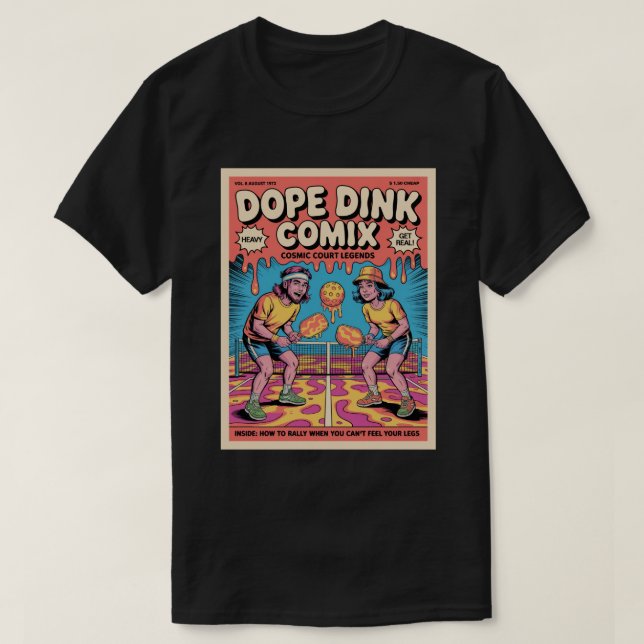 Camiseta Funny Pickleball Dope Dink Comix Poster (Frente do Design)