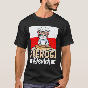 Camiseta Funny Pierogi Vendedor Gato Amante Comida Polonesa