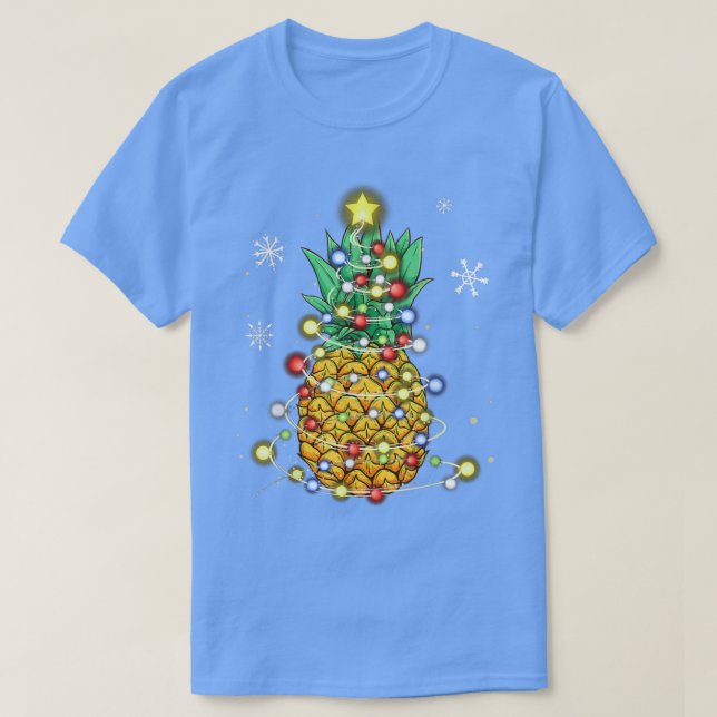 Camiseta Funny Pineapple Christmas Tree Lights Xmas  (Frente do Design)