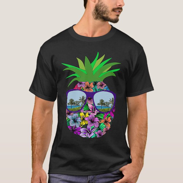 Camiseta Funny Pineapple Sunglasses Aloha Hawaiian Hawaii B (Frente)