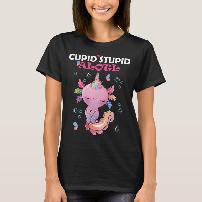 Camiseta funny pink axolotl valentine (Frente)