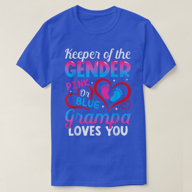 Camiseta Funny Pink Or Blue Grampa Loves You Gender Reveal  (Frente do Design)