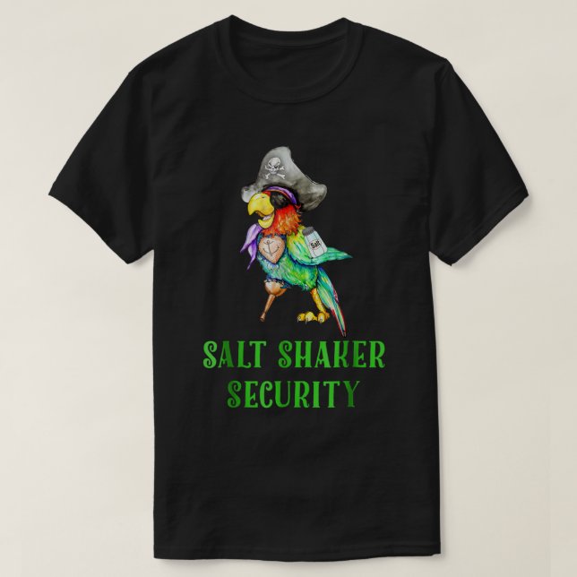 Camiseta Funny Pirate Parrot Salt Shaker Design (Frente do Design)