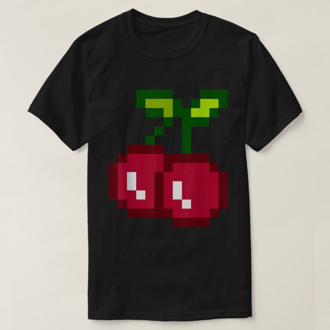 Camiseta Funny Pixel Cherry 80s Gamer (Frente do Design)