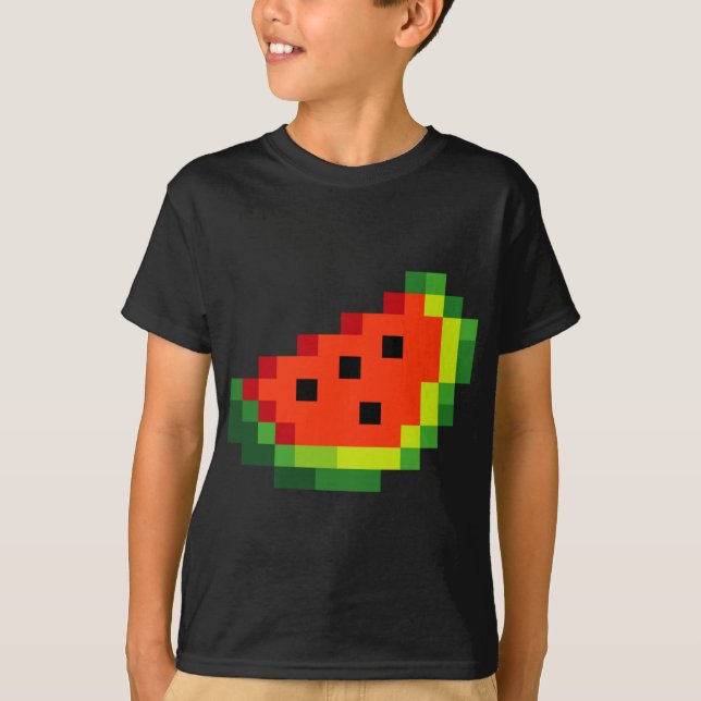 Camiseta Funny Pixel Watermelon - Retro 8 - Jogo Arcade Bit (Frente)