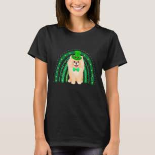 Camiseta Funny Pomerania Cão Verde Arco-Íris Feliz Rua Patr