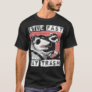 Camiseta Funny Possum Raccoon Live Fast Comer Rua Ca