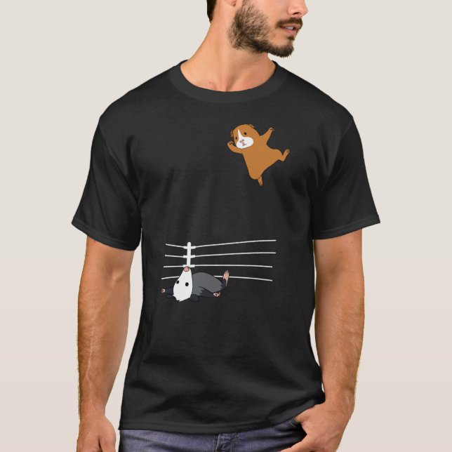 Camiseta Funny Possum Wrestling Opossum and Guinea Pig (Frente)
