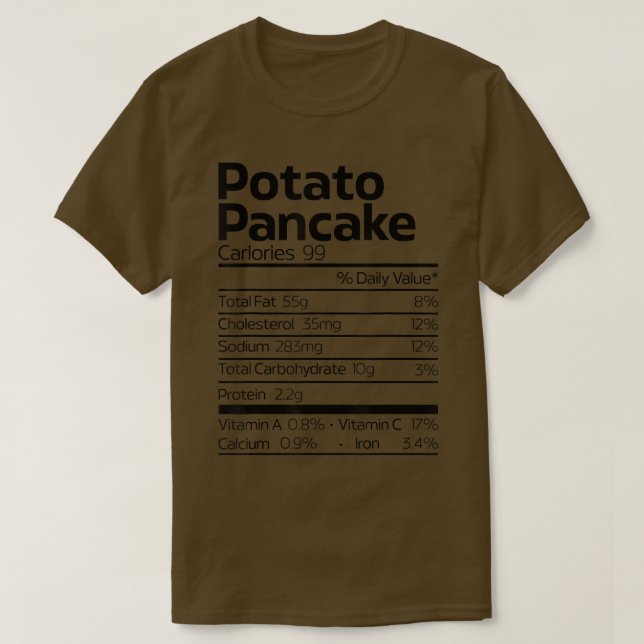 Camiseta Funny Potato Pancake Nutrition Fact Christmas Hanu (Frente do Design)