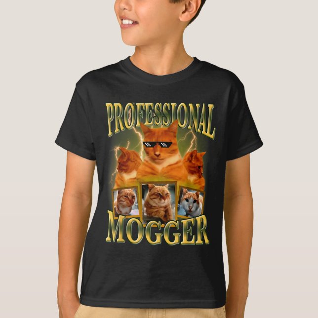 Camiseta Funny Professional Mogger Cat Meme Mewing Looksmax (Frente)