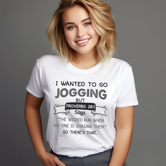 Camiseta Funny Proverbs 28:1 Jogging Shirt – Christian Humo (Funny Proverbs 28:1 Jogging Shirt – Christian Humor)