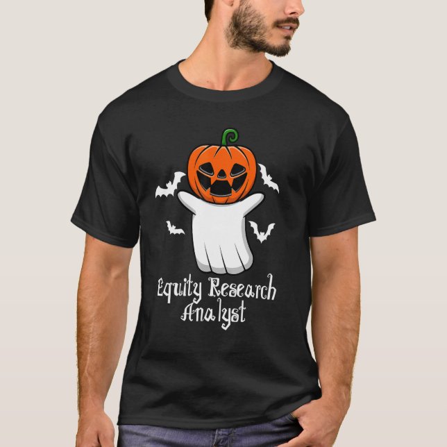 Camiseta Funny Pumpkin Ghost Equity Research Analyst Hallow (Frente)