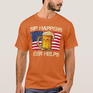 Camiseta funny pun sip happens beer helps drinking vintage 