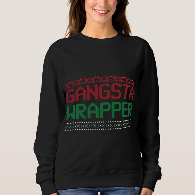 Camiseta Funny Pun Ugly Christmas Gangster Wrapper (Frente)