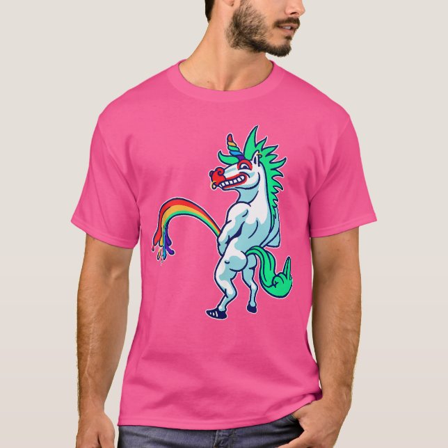 Camiseta Funny Punk Unicorn Pisando Uma Arte Do Partido Rai (Frente)