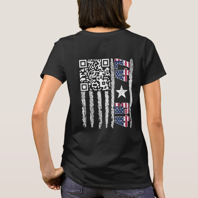 Camiseta Funny QR Presidente Trump Dance Code EUA (Verso)