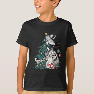 Camiseta Funny Raccoon Árvore de Natal Sorta Feliz