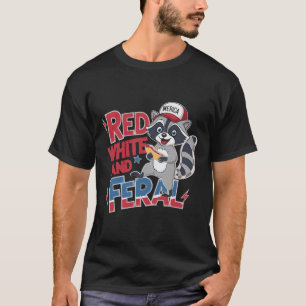 Camiseta Funny Raccoon Red White E Feral Patriótico Dos EUA