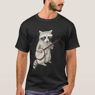 Camiseta Funny Raccoon Tocando Banjo Guitarra