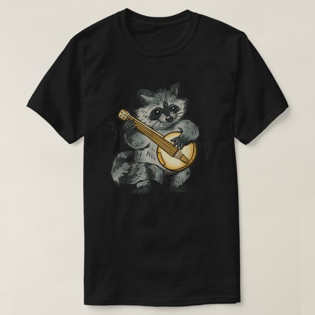 Camiseta Funny Raccoon tocando banjo Raccoons Animal (Frente do Design)