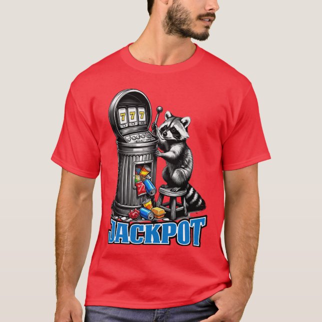 Camiseta Funny raccoon trash can slot machine jackpot (Frente)