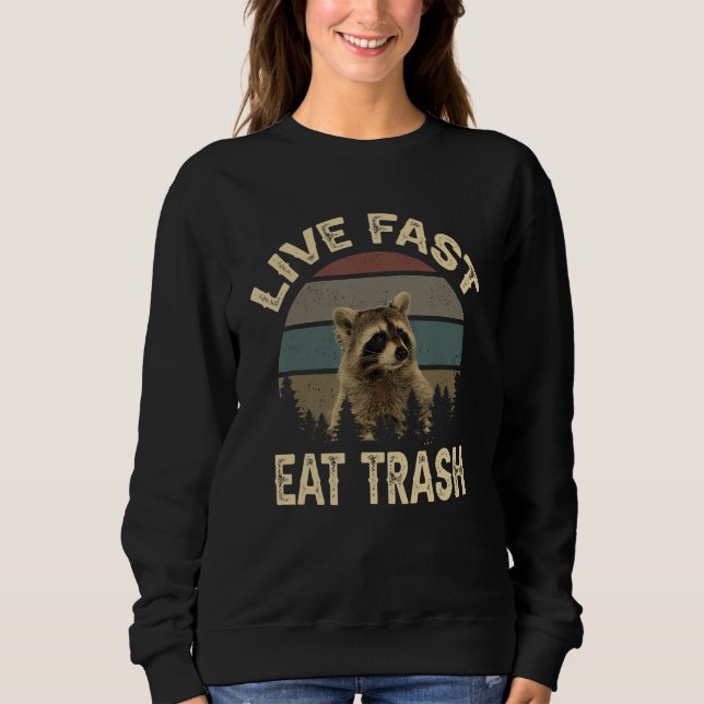 Camiseta Funny Racoon Live Rápido Coma Lixo (Frente)